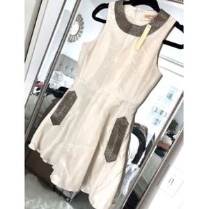 Alice & Olivia Cream Ivory Silver Sequined Dress